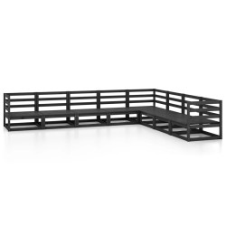 vidaXL Juego de muebles de jardín 8 piezas negro madera pino