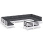 vidaXL Muebles de jardín 12 pzas y cojines blanco madera maciza pino vidaXL Muebles de jardín 12 pzas y cojines blanco madera maciza pino