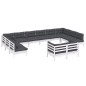 vidaXL Muebles de jardín 12 pzas y cojines blanco madera maciza pino vidaXL Muebles de jardín 12 pzas y cojines blanco madera maciza pino