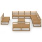 vidaXL Muebles de jardín 12 piezas marrón miel madera maciza de pino vidaXL Muebles de jardín 12 piezas marrón miel madera maciza de pino