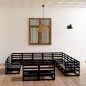 vidaXL Juego de muebles de jardín 13 pzas madera maciza de pino negro vidaXL Juego de muebles de jardín 13 pzas madera maciza de pino negro
