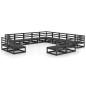 vidaXL Juego de muebles de jardín 13 pzas madera maciza de pino negro vidaXL Juego de muebles de jardín 13 pzas madera maciza de pino negro