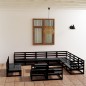 vidaXL Juego de muebles de jardín 13 pzas y cojines negro madera pino vidaXL Juego de muebles de jardín 13 pzas y cojines negro madera pino