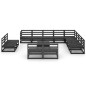vidaXL Juego de muebles de jardín 13 pzas y cojines negro madera pino vidaXL Juego de muebles de jardín 13 pzas y cojines negro madera pino