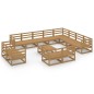 vidaXL Muebles de jardín 13 piezas marrón miel madera maciza de pino