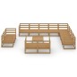vidaXL Muebles de jardín 13 piezas marrón miel madera maciza de pino