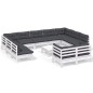 vidaXL Muebles de jardín 12 pzas con cojines blanco madera maciza pino vidaXL Muebles de jardín 12 pzas con cojines blanco madera maciza pino