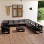 vidaXL Juego de muebles de jardín 12 pzas negro madera maciza de pino vidaXL Juego de muebles de jardín 12 pzas negro madera maciza de pino