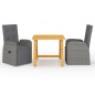 vidaXL Juego de comedor de jardín 3 piezas gris