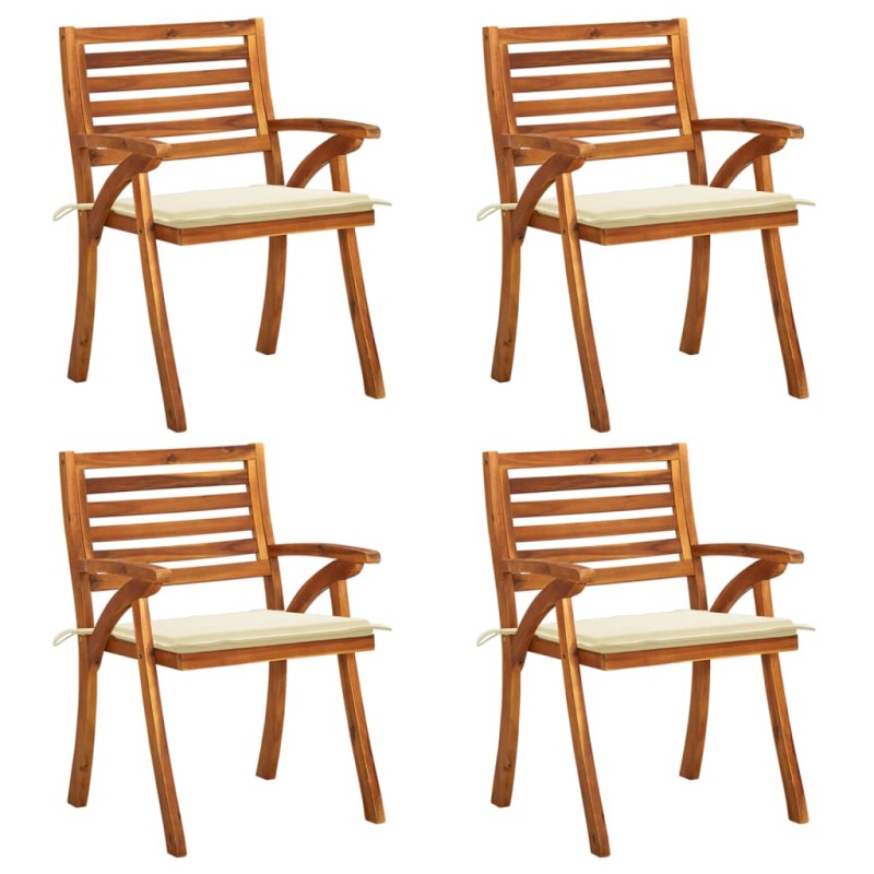 vidaXL Sillas de jardín con cojines 4 unidades madera maciza de acacia vidaXL Sillas de jardín con cojines 4 unidades madera maciza de acacia
