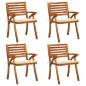 vidaXL Sillas de jardín con cojines 4 unidades madera maciza de acacia vidaXL Sillas de jardín con cojines 4 unidades madera maciza de acacia
