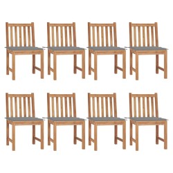 vidaXL Sillas de jardín 8 unidades madera de teca con cojines