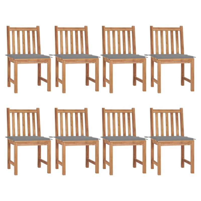 vidaXL Sillas de jardín 8 unidades madera de teca con cojines vidaXL Sillas de jardín 8 unidades madera de teca con cojines