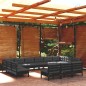 vidaXL Muebles de jardín 13 pzas y cojines negro madera maciza de pino vidaXL Muebles de jardín 13 pzas y cojines negro madera maciza de pino