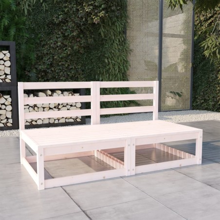 vidaXL Sofá de jardín 2 plazas blanco madera maciza pino