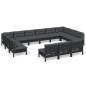 vidaXL Muebles de jardín 13 pzas y cojines negro madera maciza de pino vidaXL Muebles de jardín 13 pzas y cojines negro madera maciza de pino