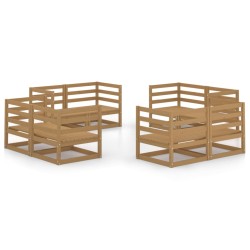 vidaXL Muebles de jardín 8 pzas y cojines marrón miel madera pino