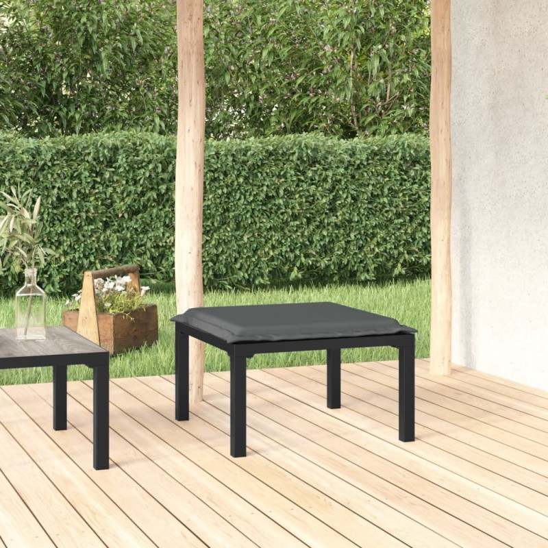 vidaXL Reposapiés de jardín con cojín ratán sintético negro y gris vidaXL Reposapiés de jardín con cojín ratán sintético negro y gris