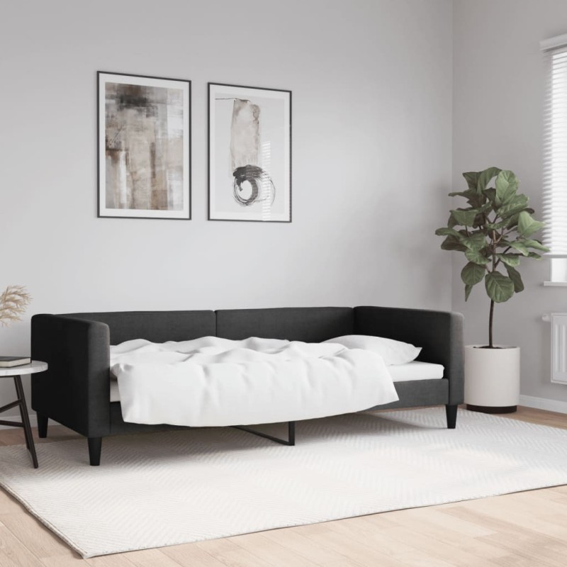 vidaXL Sofá cama tela negro 90x190 cm vidaXL Sofá cama tela negro 90x190 cm