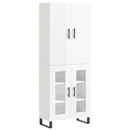 vidaXL Aparador alto madera contrachapada blanco brillo 69,5x34x180 cm