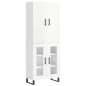 vidaXL Aparador alto madera contrachapada blanco brillo 69,5x34x180 cm