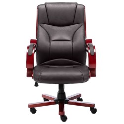vidaXL Silla de oficina de cuero auténtico marrón