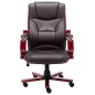vidaXL Silla de oficina de cuero auténtico marrón