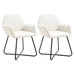 vidaXL Sillas de comedor 2 unidades tela color crema