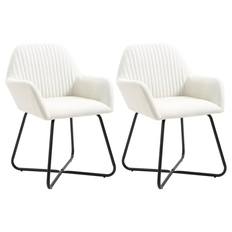 vidaXL Sillas de comedor 2 unidades tela color crema vidaXL Sillas de comedor 2 unidades tela color crema