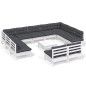 vidaXL Muebles de jardín 12 pzas y cojines blanco madera maciza pino