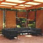 vidaXL Muebles de jardín 9 pzas con cojines negro madera de pino vidaXL Muebles de jardín 9 pzas con cojines negro madera de pino