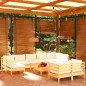 vidaXL Muebles de jardín 10 pzas y cojines madera maciza de pino crema vidaXL Muebles de jardín 10 pzas y cojines madera maciza de pino crema