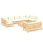 vidaXL Muebles de jardín 10 pzas y cojines madera maciza de pino crema vidaXL Muebles de jardín 10 pzas y cojines madera maciza de pino crema