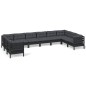 vidaXL Muebles de jardín 10 pzas con cojines negro madera de pino vidaXL Muebles de jardín 10 pzas con cojines negro madera de pino