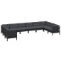 vidaXL Muebles de jardín 10 pzas con cojines negro madera de pino vidaXL Muebles de jardín 10 pzas con cojines negro madera de pino