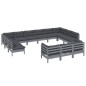 vidaXL Juego de muebles de jardín 13 pzas y cojines madera pino gris