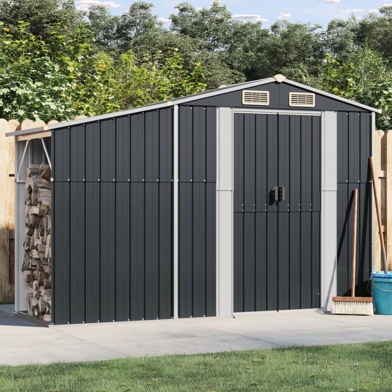 vidaXL Cobertizo de jardín acero galvanizado antracita 277x93x179 cm vidaXL Cobertizo de jardín acero galvanizado antracita 277x93x179 cm