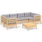 vidaXL Juego de muebles de jardín 7 pzas y cojines madera de pino gris vidaXL Juego de muebles de jardín 7 pzas y cojines madera de pino gris
