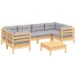 vidaXL Juego de muebles de jardín 7 pzas y cojines madera de pino gris vidaXL Juego de muebles de jardín 7 pzas y cojines madera de pino gris