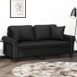 vidaXL Sofá de 2 plazas con cojines cuero sintético negro 140 cm vidaXL Sofá de 2 plazas con cojines cuero sintético negro 140 cm
