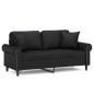 vidaXL Sofá de 2 plazas con cojines cuero sintético negro 140 cm vidaXL Sofá de 2 plazas con cojines cuero sintético negro 140 cm