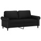 vidaXL Sofá de 2 plazas con cojines cuero sintético negro 140 cm vidaXL Sofá de 2 plazas con cojines cuero sintético negro 140 cm