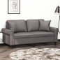 vidaXL Sofá de 2 plazas con cojines cuero sintético gris 140 cm vidaXL Sofá de 2 plazas con cojines cuero sintético gris 140 cm