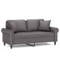 vidaXL Sofá de 2 plazas con cojines cuero sintético gris 140 cm vidaXL Sofá de 2 plazas con cojines cuero sintético gris 140 cm