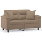 vidaXL Sofá de 2 plazas con cojines cuero sintético capuchino 120 cm vidaXL Sofá de 2 plazas con cojines cuero sintético capuchino 120 cm