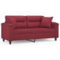 vidaXL Sofá de 2 plazas con cojines cuero sintético rojo tinto 140 cm vidaXL Sofá de 2 plazas con cojines cuero sintético rojo tinto 140 cm