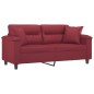 vidaXL Sofá de 2 plazas con cojines cuero sintético rojo tinto 140 cm vidaXL Sofá de 2 plazas con cojines cuero sintético rojo tinto 140 cm
