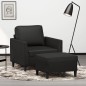 vidaXL Sillón con taburete cuero sintético negro 60 cm vidaXL Sillón con taburete cuero sintético negro 60 cm