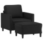 vidaXL Sillón con taburete cuero sintético negro 60 cm vidaXL Sillón con taburete cuero sintético negro 60 cm
