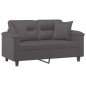vidaXL Sofá de 2 plazas con cojines cuero sintético gris 120 cm vidaXL Sofá de 2 plazas con cojines cuero sintético gris 120 cm